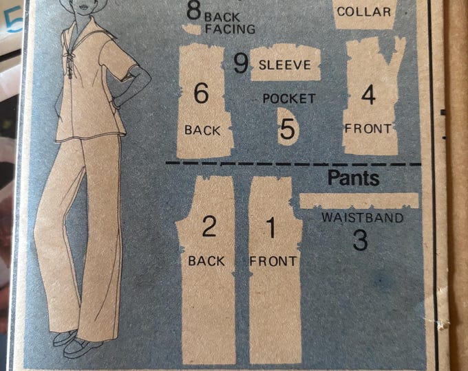 1970’s Butterick 4254 Sewing Pattern: Misses' Dress Top Pants - Size 10 ...