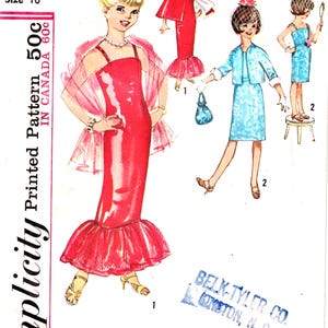 Simplicity 5199  Vintage 1963 Pattern Child&#39;s and Girl&#39;s Teen Model Costume  Dress Cape Stole Jacket Bag  Size 10 Breast 28&quot; COMPLETE