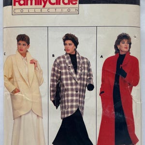 Butterick 4039 Loose Fitting A-Line Coat Vintage 80s Sewing Pattern Size L XL Uncut FF