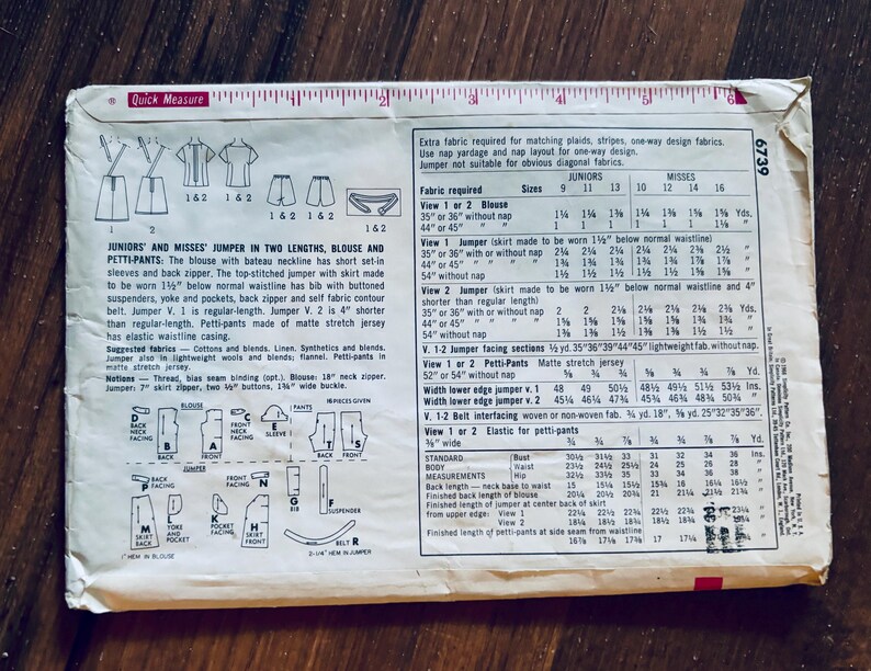 Simplicity 6739: 1966 Jumper and Blouse Sewing Pattern Size 9 Bust 30.5 ...