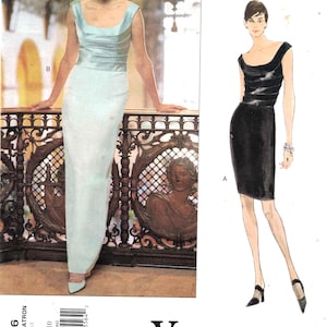 Vogue 1966 By Bellville Sassoon  1997 Vogue Designer Original  Misses' Lined Evening Dress Bias Bands Tapered Skirt  Size 6 8 10 Uncut F/F