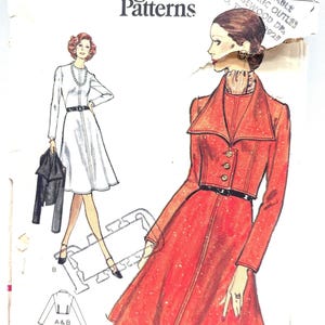 1970’s Jewel Neck Dress and Bolero Jacket Sewing Pattern: Vogue 8374 Size 12 (Complete)