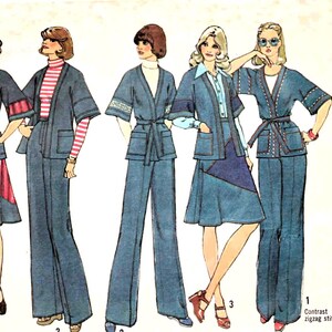 Simplicity 7271 vintage 1975 naaipatroon missers ongevoerd omslagjack rok broek maat 10 gesneden * gewonde vogel ontbreekt rok tailleband
