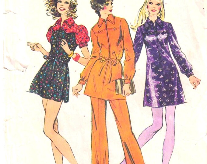 Simplicity 9767 Original Vintage 1971 Pattern Misses' Mini Dress or ...