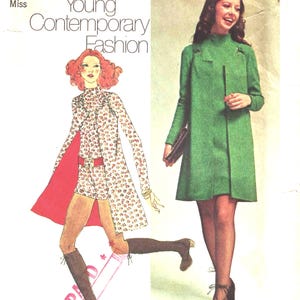 Simplicity 9664  Vintage 1971 Sewing Pattern Misses&#39; Mini-Dress Mini-Vest and Short Jumpsuit  Size 12 Bust 34 Partially Cut COMPLETE