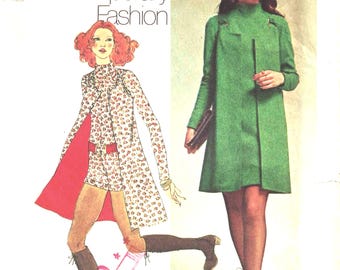 Simplicity 9664  Vintage 1971 Sewing Pattern Misses&#39; Mini-Dress Mini-Vest and Short Jumpsuit  Size 12 Bust 34 Partially Cut COMPLETE