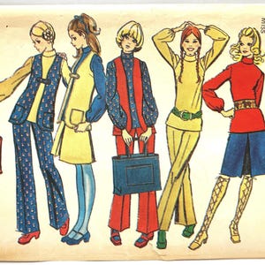 Vintage 1971 Sewing Pattern: Simplicity 9611, Vest Top Pants Skirt, Bust 34"