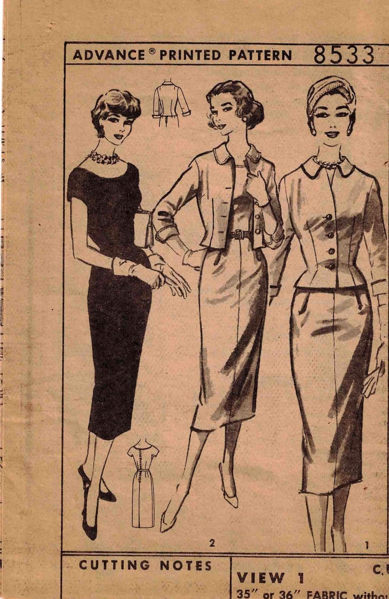 Advance 8533 Vintage 1956 Sewing Pattern Misses Fitted Jacket - Etsy