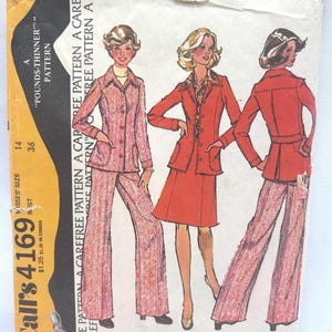 McCall's 4169 Original 70’s Sewing Pattern: Misses Blazer, Skirt and Pants Size 14 Bust 36” (Complete)