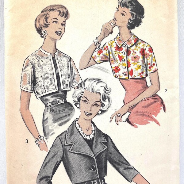 Advance 8878 Cropped Bolero Vintage 50s Sewing Pattern Size 14 Bust 34 Partially Cut Complete