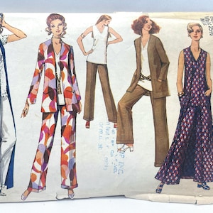Vintage 70s Simplicity 8819 Sewing Pattern: Jacket, Vest, Overblouse, Pants - Bust 34