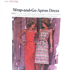 Molde de costura vintage Butterick nº 4231 para vestido envelope feminino, tamanho petite 6, busto 30,5”.