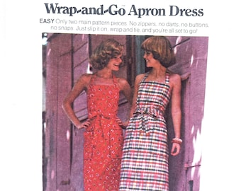 Butterick #4231 Misses Wrap Around Apron Dress Vintage Sewing Pattern Petite Size 6 Bust 30.5”