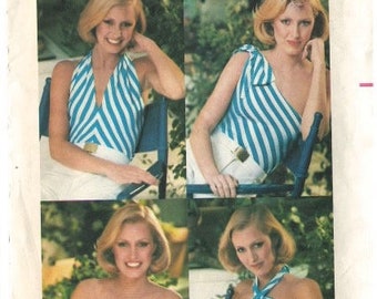 Vintage late jaren '70 Butterick 5371 halster in vier stijlen naaipatroon maat klein ONBESNEDEN