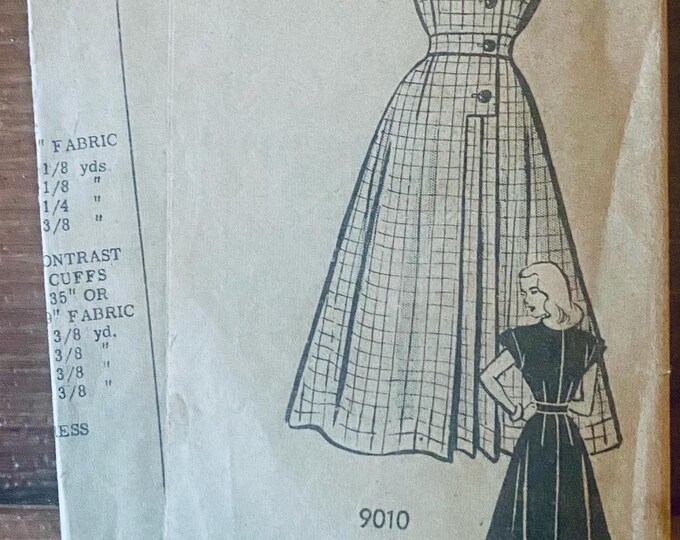 Marian Martin 9010 Vintage 1950s Pattern Misses Dress With Full Pleated ...