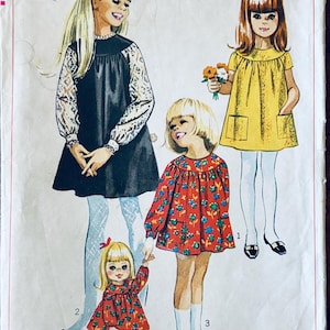 Simplicity 7373 Original Vintage 1967 Sewing Pattern Child’s Dress And Matching 18” Toddler Doll’s Dress Size 4 Breast 23” Cut Complete