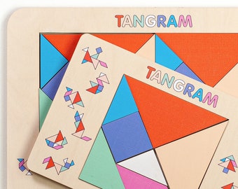 Fun Colorful Tangram puzzle, Wooden Puzzle For Kids, Wooden toys, Toddler learning toy, Educational toys, Kids activity, Waldorf toys