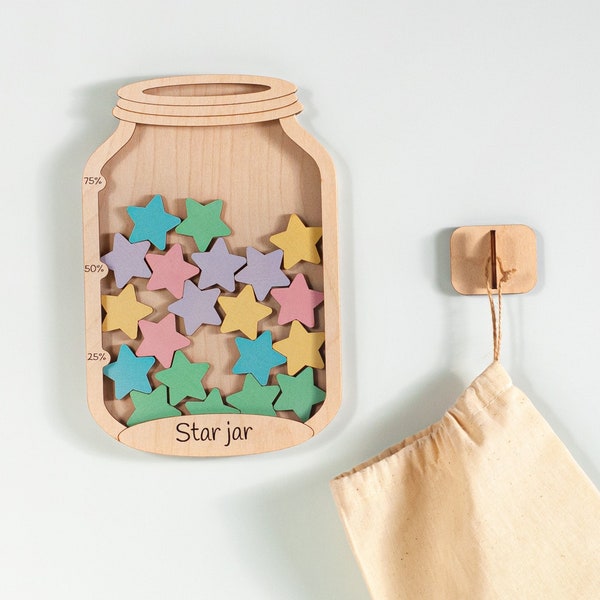 Reward System for Kid's Behavior, Magnetic Star Jar with Tokens, Personalized Reward Jar, Gifts for Kids, Reward Jar with Custom Name