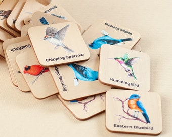 Gift for kids, Bird toys, Wooden memory game, Birds matching cards, Toddler learning toys, Toddler toys, Educational toys, Wooden kids toys