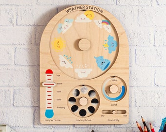 Montessori Weather Chart, Homeschool Learning, Activity Weather Station Kids Learning Preschool, Meteorologist, Weather Calendar