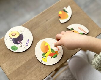 Rompecabezas, Juego de cartas de actividades para niños pequeños, Juguetes para niños pequeños Montessori, Rompecabezas de dos piezas, Tarjetas flash Rompecabezas para niños pequeños, Terapia de juego para niños