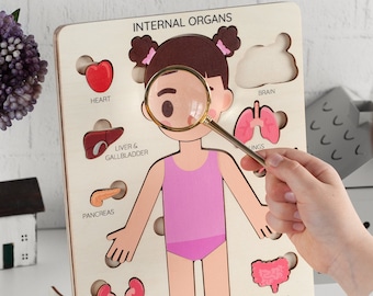 Human body puzzle, Anatomy puzzle, Montessori toys, Anatomy board, Kid's Learning, Body parts puzzle, Gifts for Kids Christmas, Pretend play