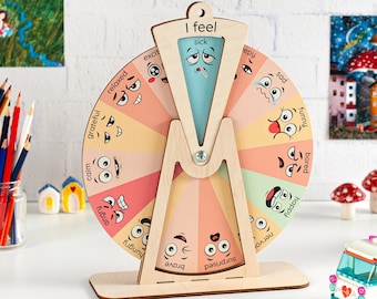 Montessori Emotion wheel, Feelings wheel, Toddler gift, Kids gift, Toddler toys, Kids activity, Emotion chart, Feelings chart, Kids toy