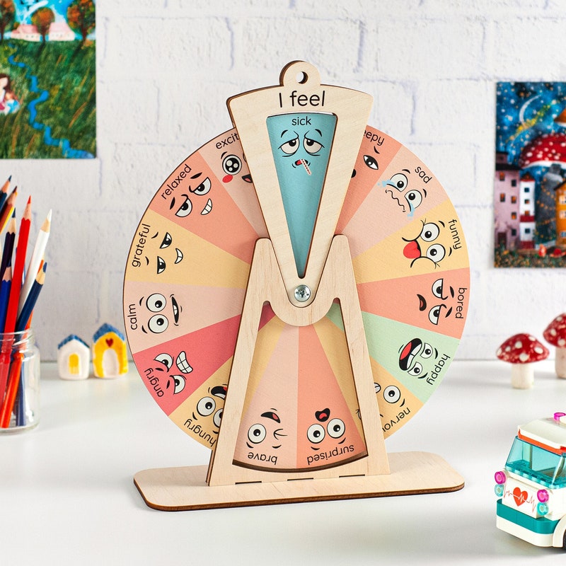 Montessori Emotion wheel, Feelings wheel, Toddler gift, Kids gift, Toddler toys, Kids activity, Emotion chart, Feelings chart, Kids toy