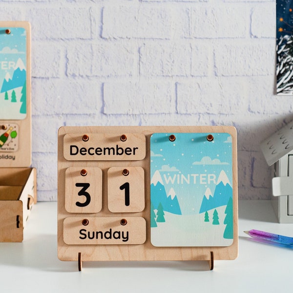 Montessori calendar, Toddler advent calendar, Wooden calendar, Kids Calendar, Classroom calendar, Waldorf calendar, Kids perpetual calendar