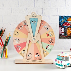 Kids Emotion Chart Feelings Emojis, Play Therapy for Toddler, Montessori Emotion Wheel, Feelings Wheel, Kids Activity, Occupational Therapy