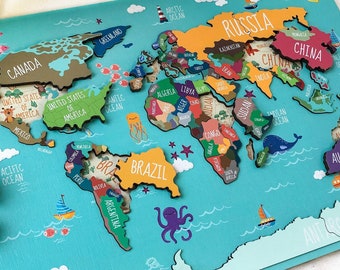 world map puzzle etsy