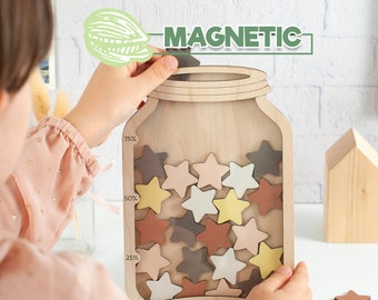 Personal Magnet-Sternglas mit Token, Belohnungsglas, Fidget-Babygeschenke, Belohnungssystem für das Verhalten von Kindern, Motorikspielzeug