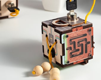 Alzheimer Dementia Parkinson Gift, Busy Cube, Maze Game for Adult, Fidget Toy, Nursing Home gift, Occupational Therapy Disability Gifts