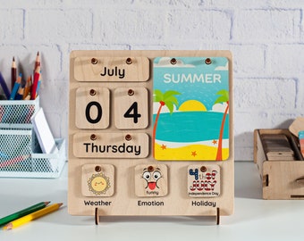 Wood calendar with 4 Seasons, Montessori calendar, Kids Calendar, Toddlers Gift, Kids wooden calendar, Preschool calendar, Toddler learning