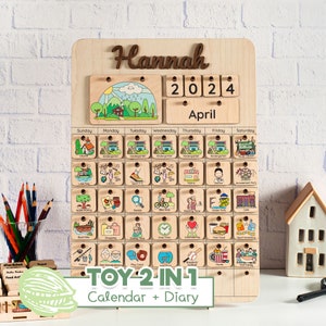 Eeuwigdurende Montessori-kalender, takenschema voor kinderen, vriendelijker cadeau-idee, dagelijkse routine voor peuter, kalender met dagboek, educatief speelgoed