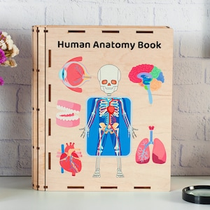Anatomy Wooden Book for Kids, Back to School Gift, Human Anatomy Body Puzzle, Homeschool Activity Toys, Preschool Anatomy, Toddler Gifts