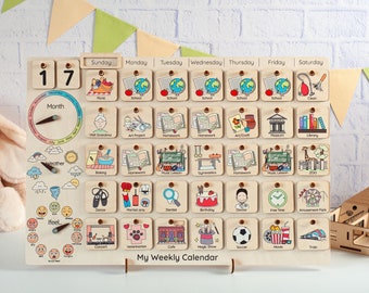 Kids Weekly Calendar, Chore chart for kids, Visual Schedule for toddlers, Wochenplan kinder, Weekly Planner, Daily routine for kids