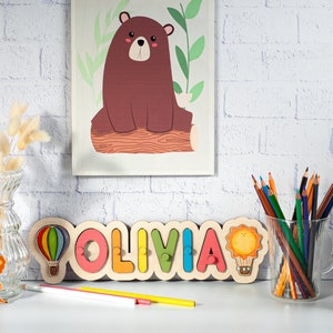 Personalized name puzzle for toddlers, Wooden name puzzle for toddler, 2 year old gift, 1st Birthday gift, Baby name puzzle, Nursery decor