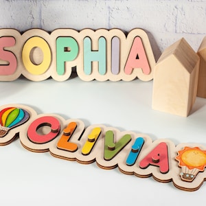 Wooden Name Puzzle with Pegs, New Christmas Gifts, Baby Shower gift, Custom Baby Shower Gift, Baby Girl Gift, Personalized Baby Puzzle