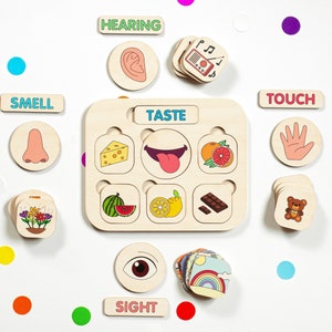 Passende 5-Sinne-Karten für Kleinkinder, Homeschool-Ressourcen,Vorschulzentren,Montessori-Spielzeug, Spielzeug und Spiele, Waldorfspielzeug