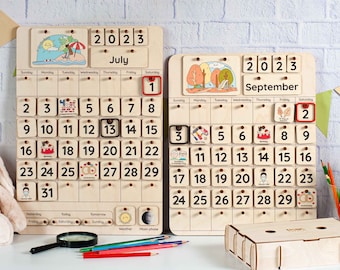 Montessori calendar for kids, Homeschool calendar, Toddler calendar, Kids desk calendar, Learning toys, Preschool calendar, Kinder gift idea