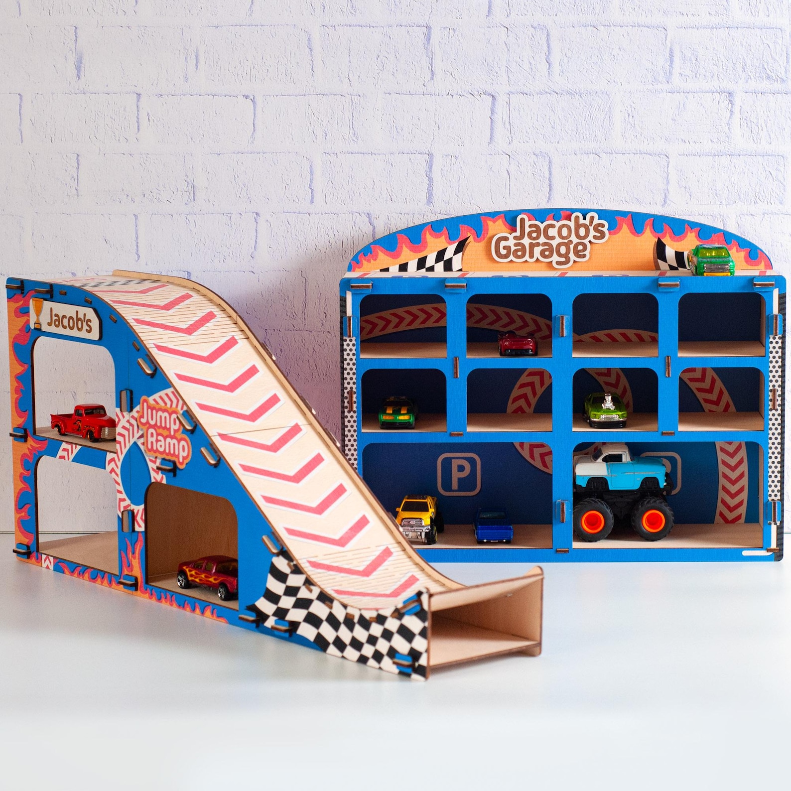Boys Ramp Toys Cars Jump Ramp, Toddler's Name Parking Garage, Toys for Boys ...