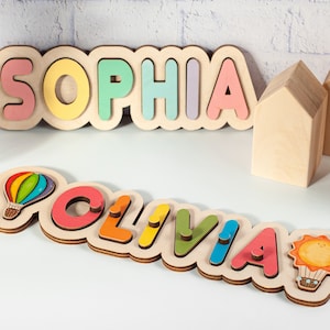 Namenspuzzle für Kleinkinder, Holz-Namenspuzzle für Kleinkind, 2-jähriges Geschenk, 1. Geburtstagsgeschenk, Baby-Namenspuzzle, Kinderzimmer