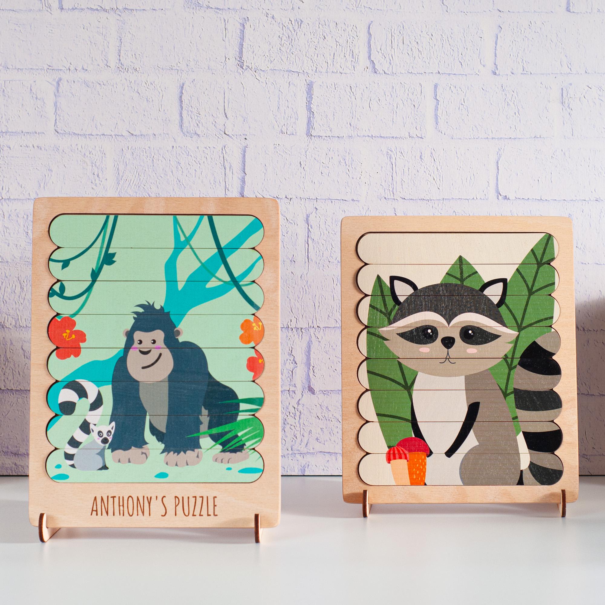 Personalized Wooden Animal Jigsaw Puzzle, Montessori Toddler Toy ...