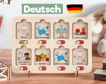 Aufgabenliste für Kinder, Visueller Zeitplan, Weihnachtsgeschenk Kinder-Routinetabelle, Holzspielzeug für Kinder, Kleinkind-Aufgabenliste