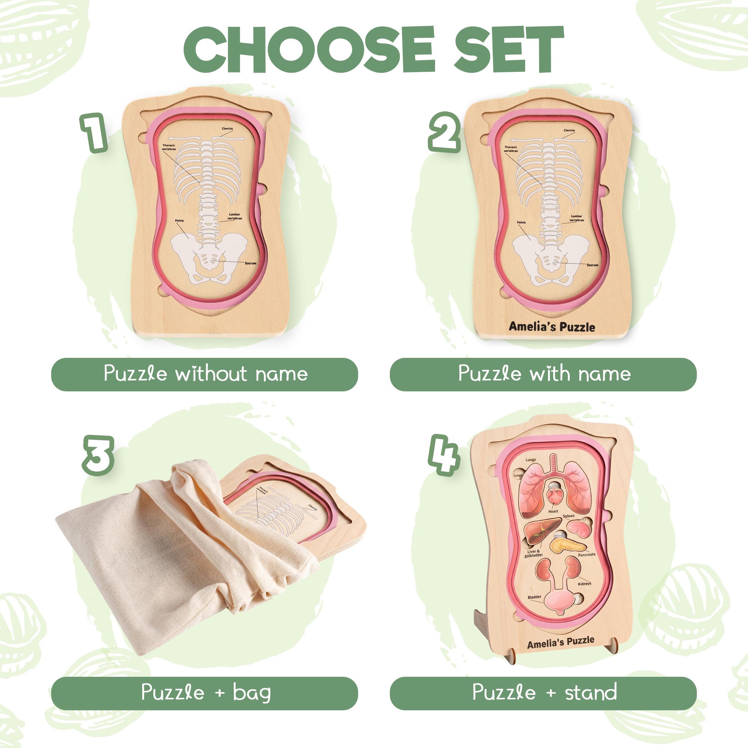 Educational Wooden Human Body Anatomy Puzzle, Montessori Layered ...