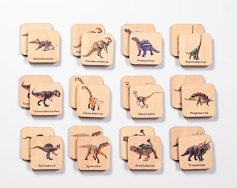 Dinosaurier-Spielzeug,Holzspielzeug und Spiele,Dinosaurier-Lernkarten,Kinderspielzeug,Montessori-Spielzeug für 2-Jährige, Kleinkindspielzeug