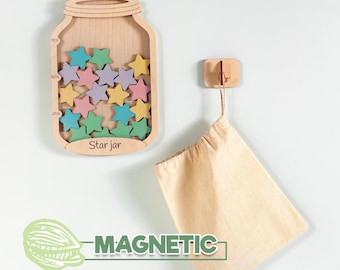 Reward System for Kid's Behavior, Magnetic Star Jar with Tokens, Personalized Reward Jar, Gifts for Kids, Reward Jar with Custom Name