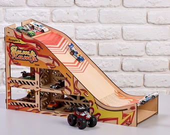 Gepersonaliseerde houten springschans: Montessori speelgoedautogarage, seizoenscadeaus voor de start van het schooljaar
