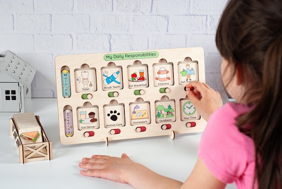 Chore Chart for Kids, Kids Daily Responsibilities Chart, Montessori Chart, Morning Evening Checklist, Daily Task List, Children's Job Board